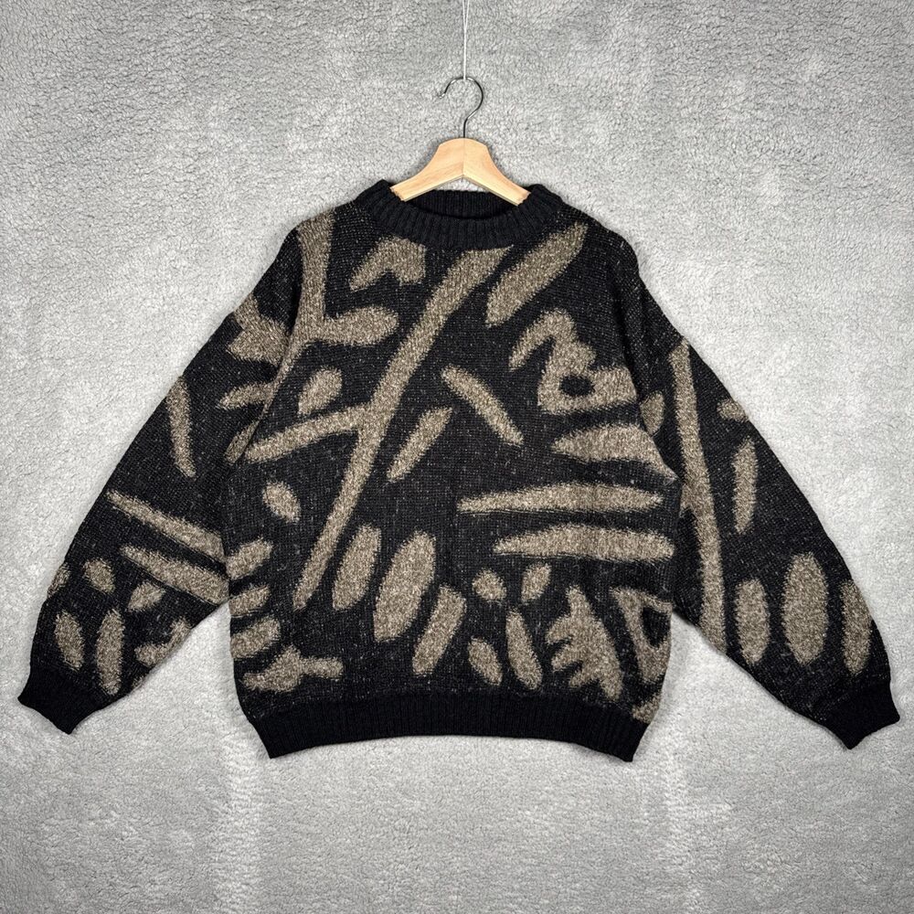 Vintage Point Zero Sweater Mens Size L  Abstract Long Sleeve Casual Y2K Acrylic